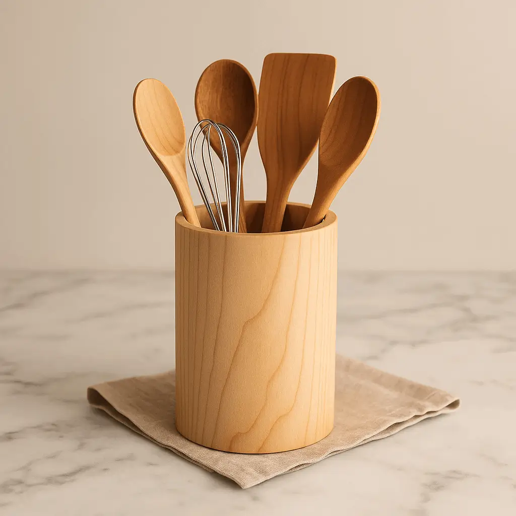 A product photo of Maple Utensil Holder from Bow River Woodworks.