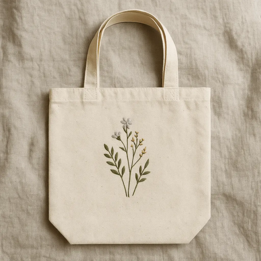 A product photo of Embroidered Tote Bag from Thimble & Thicket.