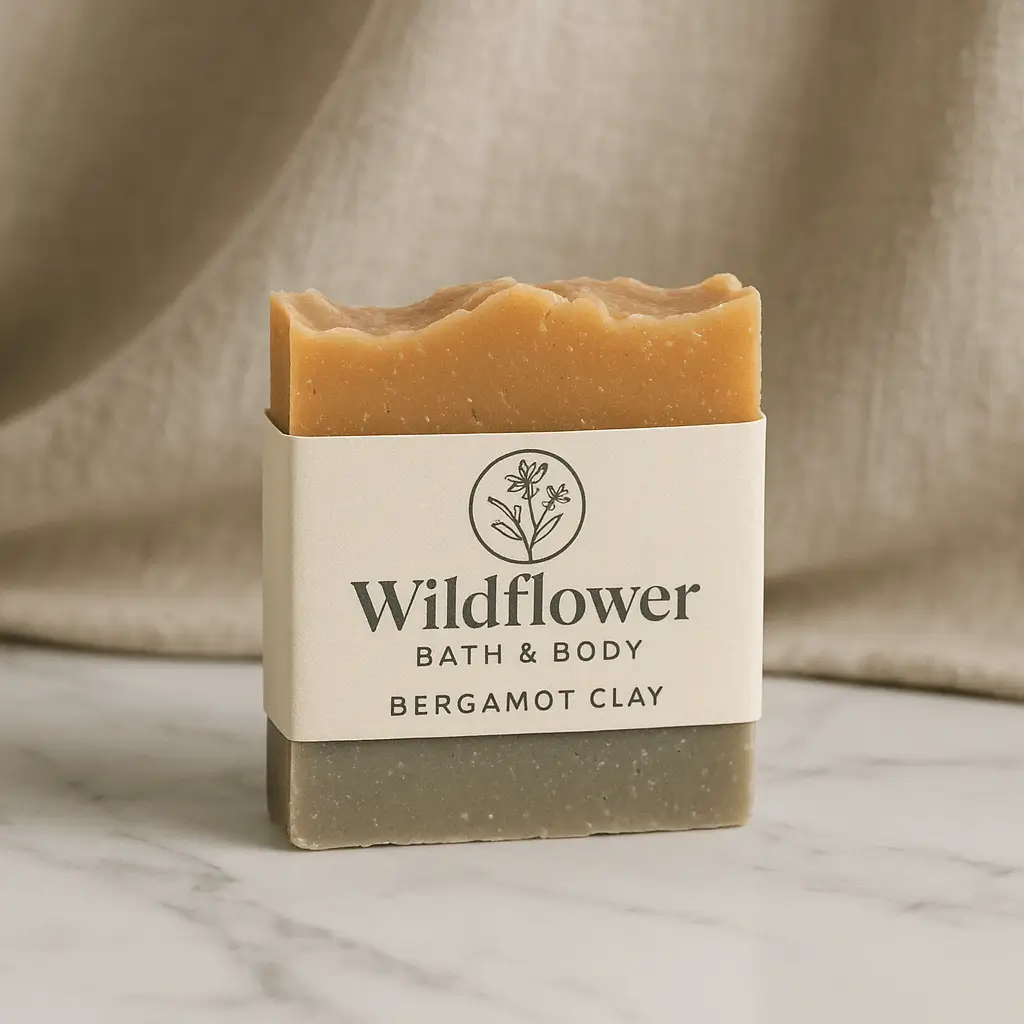 Bergamot Clay A product photo of Handcrafted Soap Bar from Wildflower Bath & Body in the 'Bergamot Clay' scent.