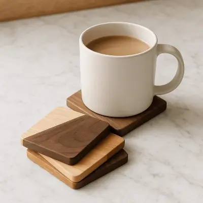 A product photo of Wood Coaster Set (4) from Bow River Woodworks.