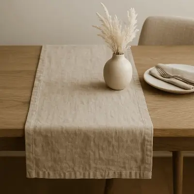A product photo of Linen Table Runner from Hearthcraft Linens.