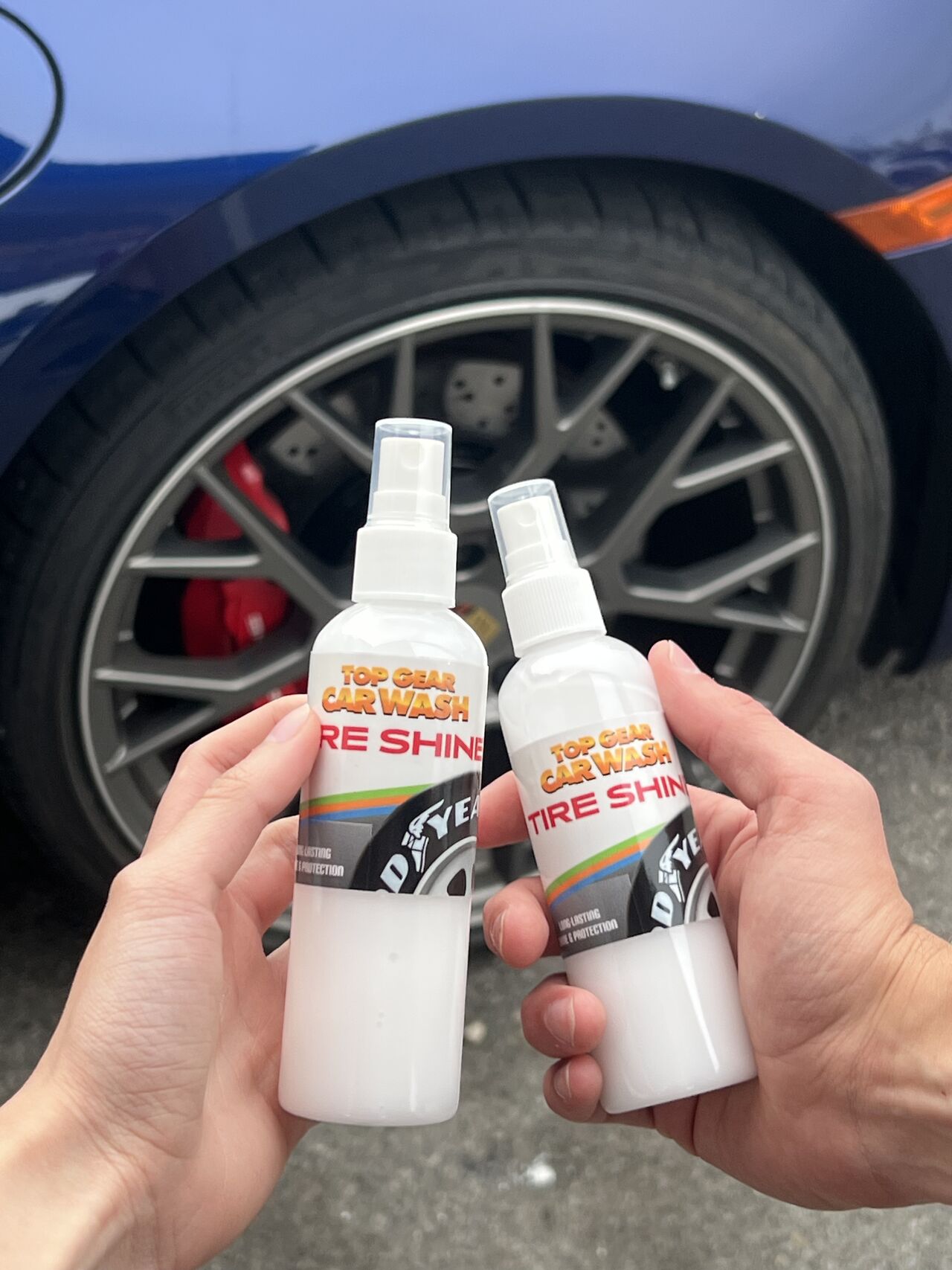 Tire Shine bottle from Top Gear Car Wash. Label designed by Chris Nordrum.